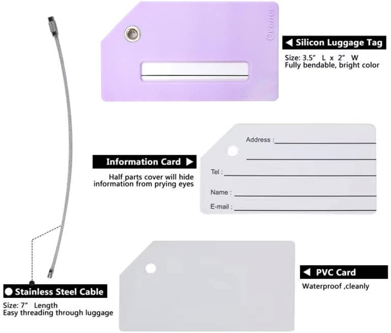 Ovener 5Pack Silicone Luggage Tag with Name ID Card Perfect to Quickly Spot Luggage Suitcase by - Image 3